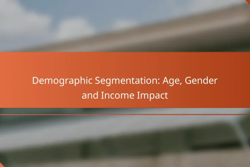 Segmentation Démographique : Impact de l’Âge, du Sexe et du Revenu