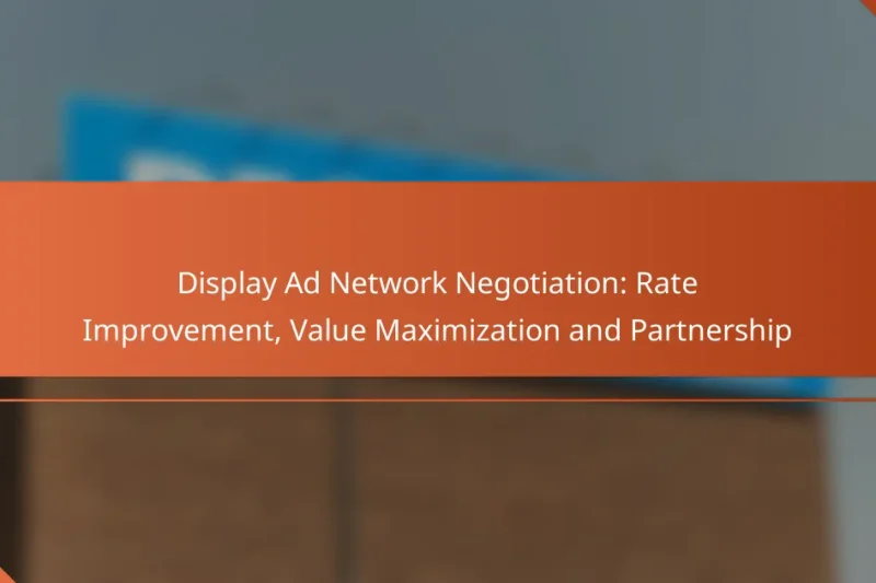 Négociation du Réseau Publicitaire Display : Amélioration des Tarifs, Maximisation de la Valeur et Partenariat