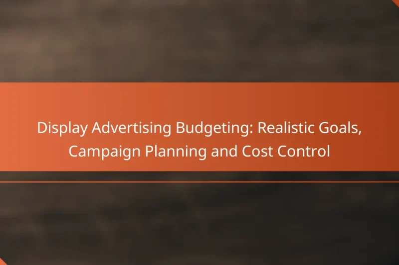 Budgetisation de la publicité display : Objectifs réalistes, planification de campagne et contrôle des coûts