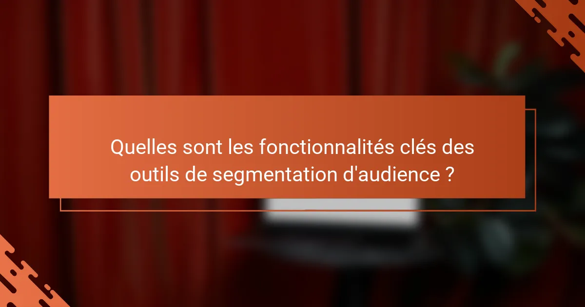 Quelles sont les fonctionnalités clés des outils de segmentation d'audience ?