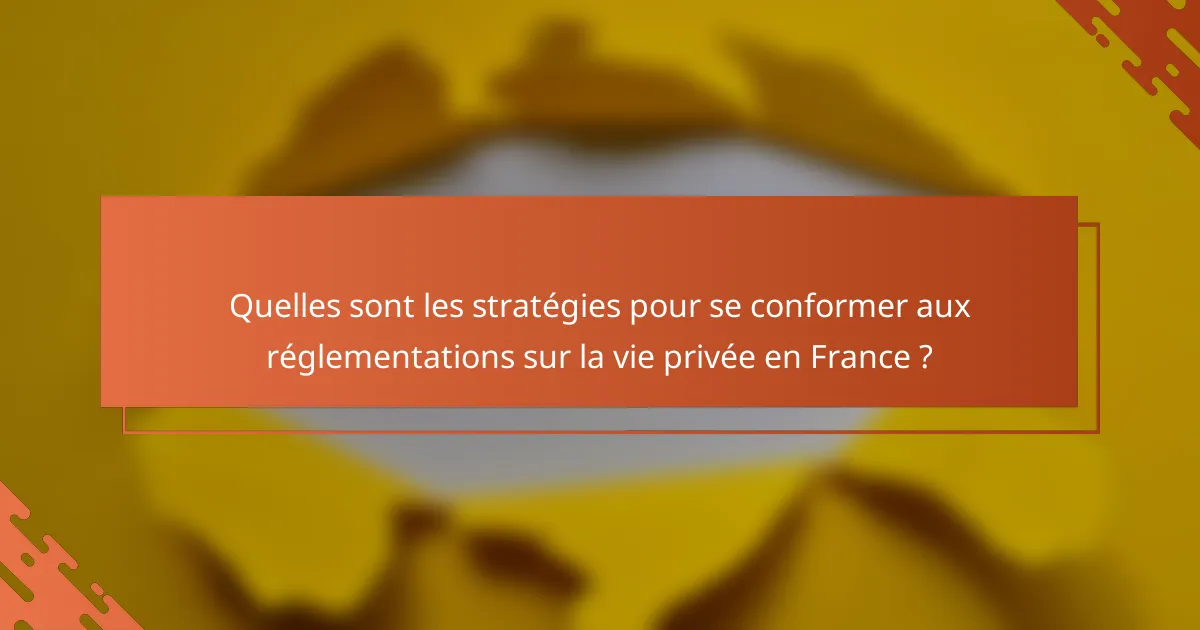 Quelles sont les stratégies pour se conformer aux réglementations sur la vie privée en France ?
