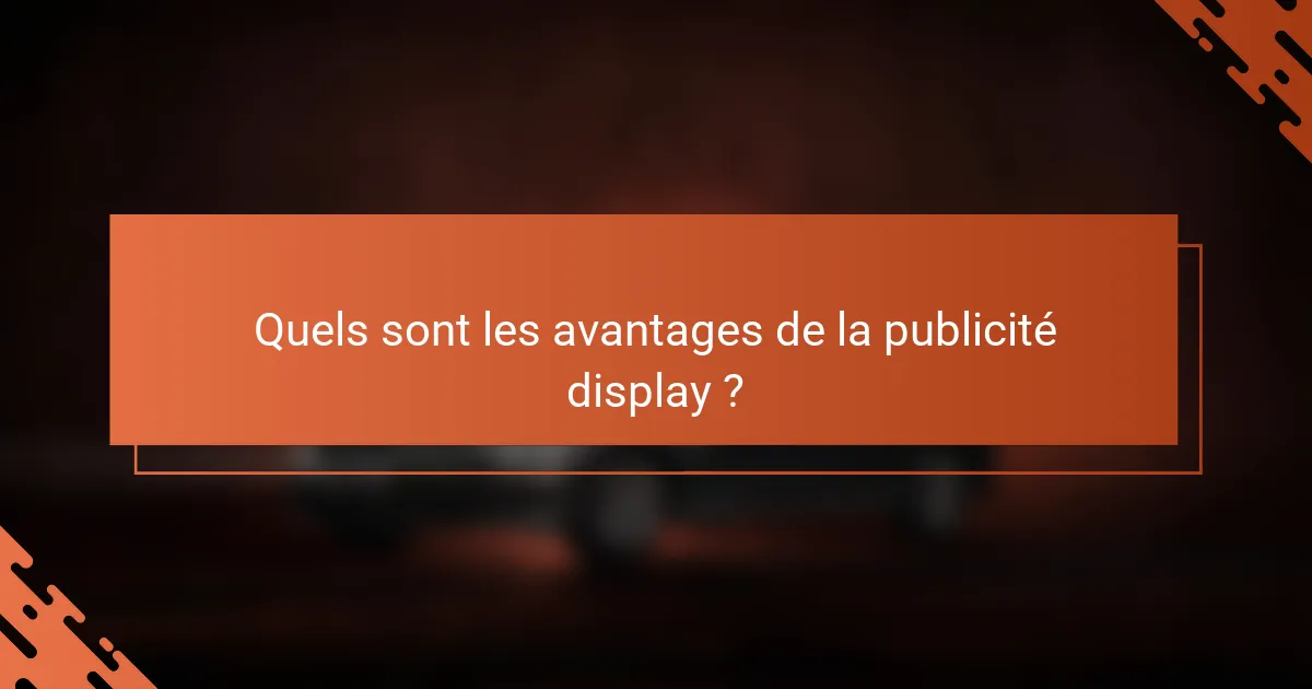Quels sont les avantages de la publicité display ?