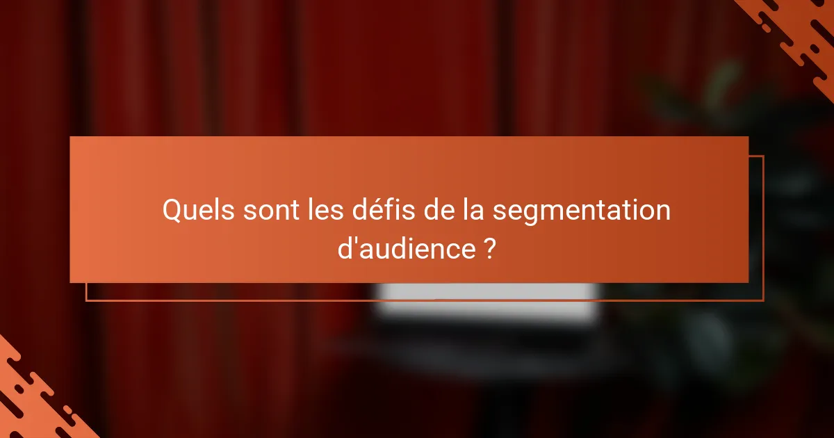 Quels sont les défis de la segmentation d'audience ?