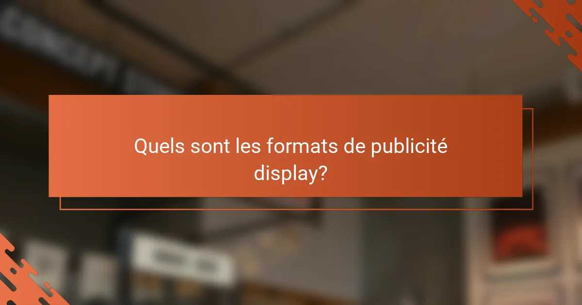 Quels sont les formats de publicité display?