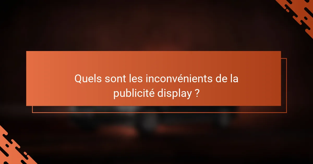 Quels sont les inconvénients de la publicité display ?